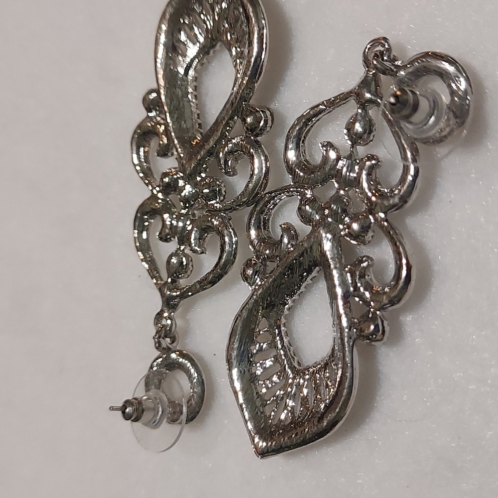 Rhinestone Dangling Earrings - Picture 3 of 4